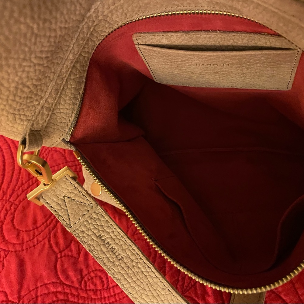 Hammitt VIP Large Fold-Over Leather Crossbody Clutch - Grey/Taupe Gold Hardware - Picture 6 of 7